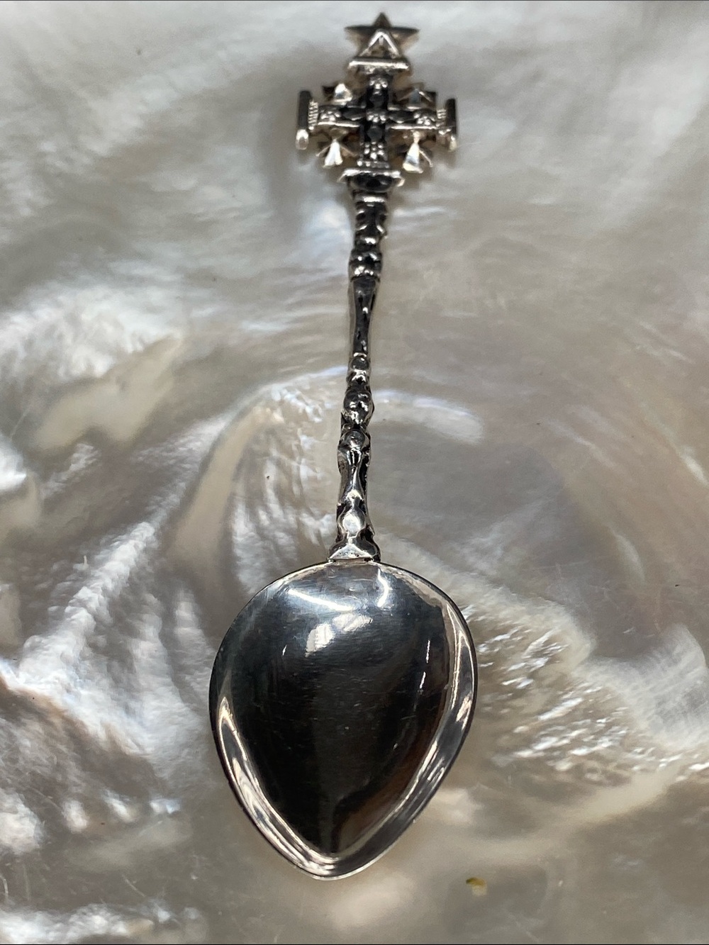 🍇900 Silver Spoon Jerusalem Wall Cross - Souvenir